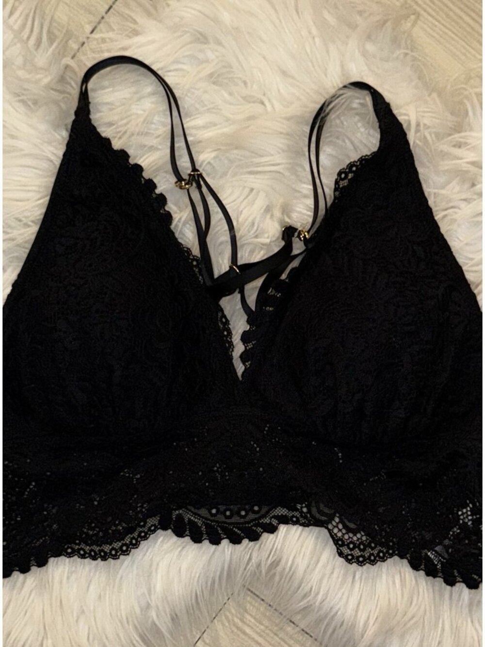 Aerie Lace Bralette Bra Lightly Lined WF Strappy Womens L Large Black New Nwt - Picture 3 of 5